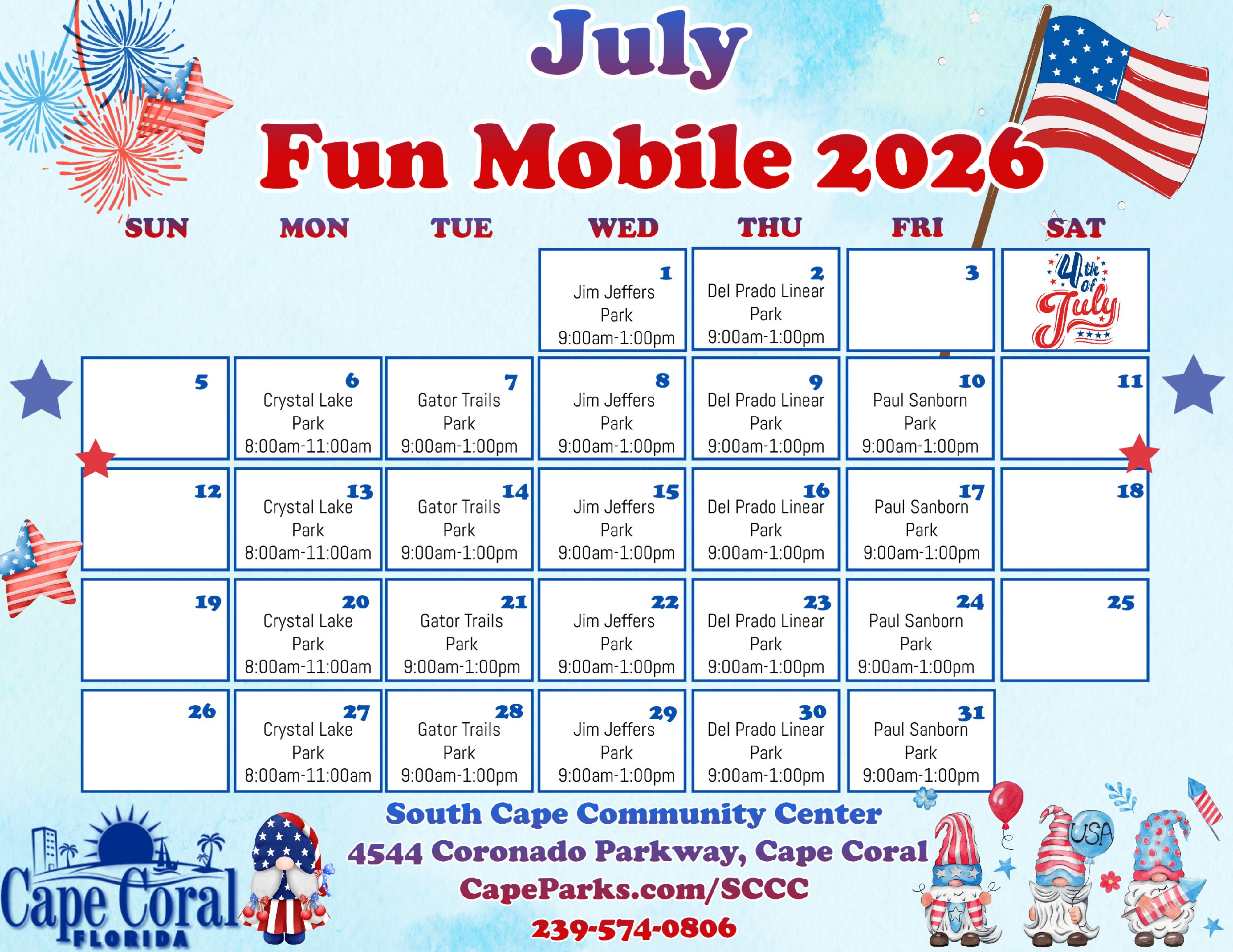 Funmobile July 2026 Calendar
